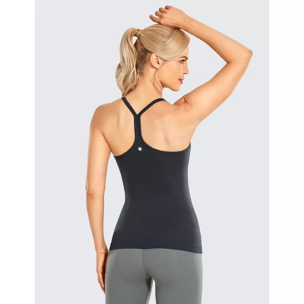 CRZ YOGA Seamless Workout Tank Tops for Women Racerback Athletic Camisole Sports Shirts with Built in BraMelanite