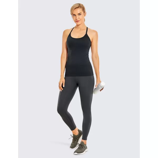 CRZ YOGA Seamless Workout Tank Tops for Women Racerback Athletic Camisole Sports Shirts with Built in BraMelanite