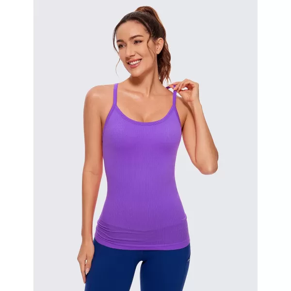 CRZ YOGA Seamless Workout Tank Tops for Women Racerback Athletic Camisole Sports Shirts with Built in BraRoyal Lilac