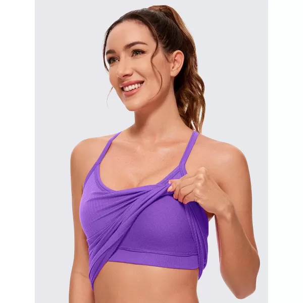 CRZ YOGA Seamless Workout Tank Tops for Women Racerback Athletic Camisole Sports Shirts with Built in BraRoyal Lilac