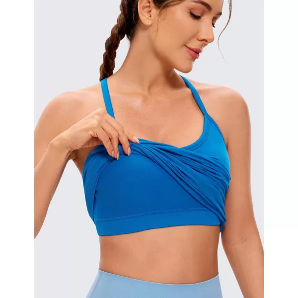 CRZ YOGA Seamless Workout Tank Tops for Women Racerback Athletic Camisole Sports Shirts with Built in BraSparkle Blue