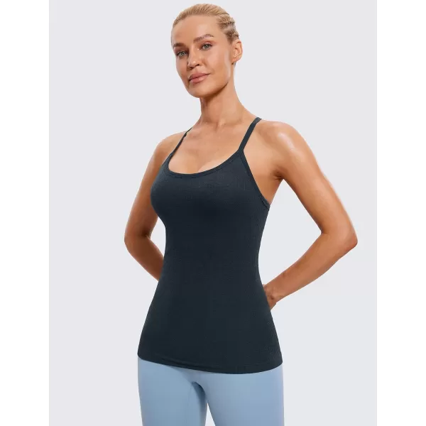 CRZ YOGA Seamless Workout Tank Tops for Women Racerback Athletic Camisole Sports Shirts with Built in BraTrue Navy