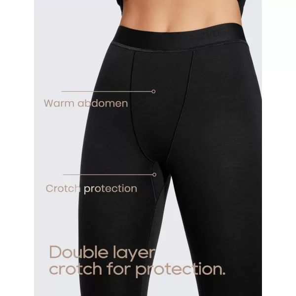 CRZ YOGA Soft Thermal Underwear Sets for Women Lightweight Long Johns Base Layer Pajamas Warm Top BottomBlack