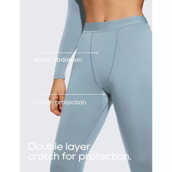 CRZ YOGA Soft Thermal Underwear Sets for Women Lightweight Long Johns Base Layer Pajamas Warm Top BottomCambric Blue