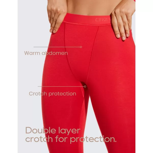 CRZ YOGA Soft Thermal Underwear Sets for Women Lightweight Long Johns Base Layer Pajamas Warm Top BottomDeep Red