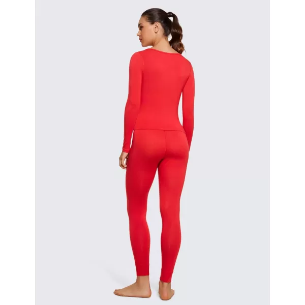 CRZ YOGA Soft Thermal Underwear Sets for Women Lightweight Long Johns Base Layer Pajamas Warm Top BottomDeep Red