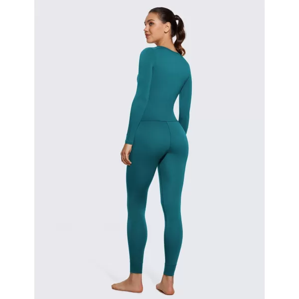 CRZ YOGA Soft Thermal Underwear Sets for Women Lightweight Long Johns Base Layer Pajamas Warm Top BottomGreen Jade