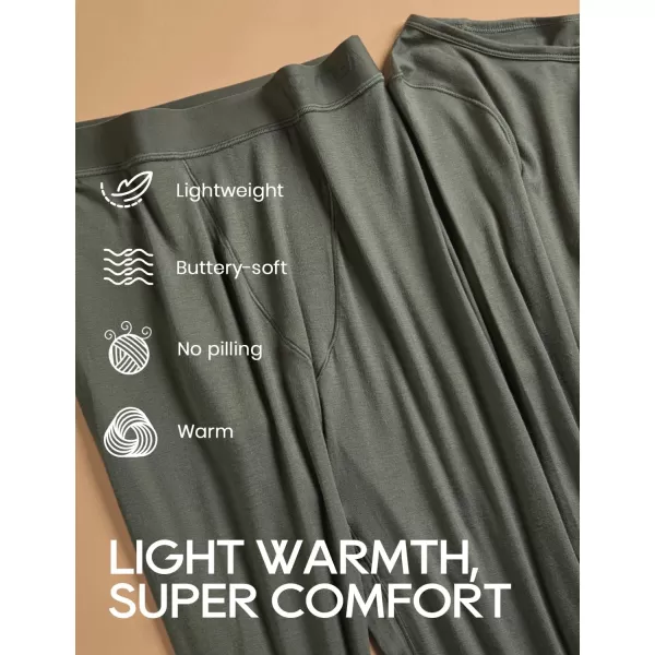 CRZ YOGA Soft Thermal Underwear Sets for Women Lightweight Long Johns Base Layer Pajamas Warm Top BottomLight Army Green