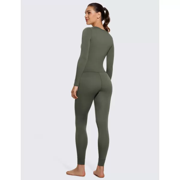 CRZ YOGA Soft Thermal Underwear Sets for Women Lightweight Long Johns Base Layer Pajamas Warm Top BottomLight Army Green