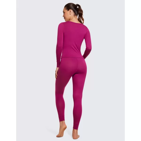 CRZ YOGA Soft Thermal Underwear Sets for Women Lightweight Long Johns Base Layer Pajamas Warm Top BottomMagenta Purple 2