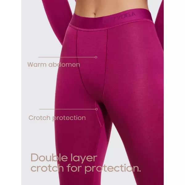 CRZ YOGA Soft Thermal Underwear Sets for Women Lightweight Long Johns Base Layer Pajamas Warm Top BottomMagenta Purple 2