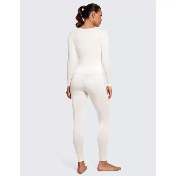 CRZ YOGA Soft Thermal Underwear Sets for Women Lightweight Long Johns Base Layer Pajamas Warm Top BottomMilky White