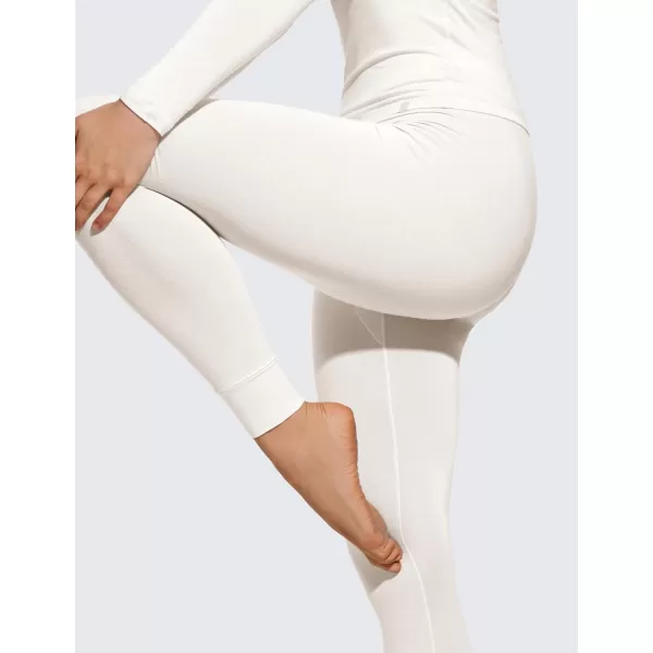 CRZ YOGA Soft Thermal Underwear Sets for Women Lightweight Long Johns Base Layer Pajamas Warm Top BottomMilky White