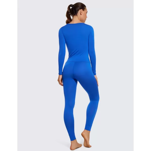 CRZ YOGA Soft Thermal Underwear Sets for Women Lightweight Long Johns Base Layer Pajamas Warm Top BottomSparkle Blue