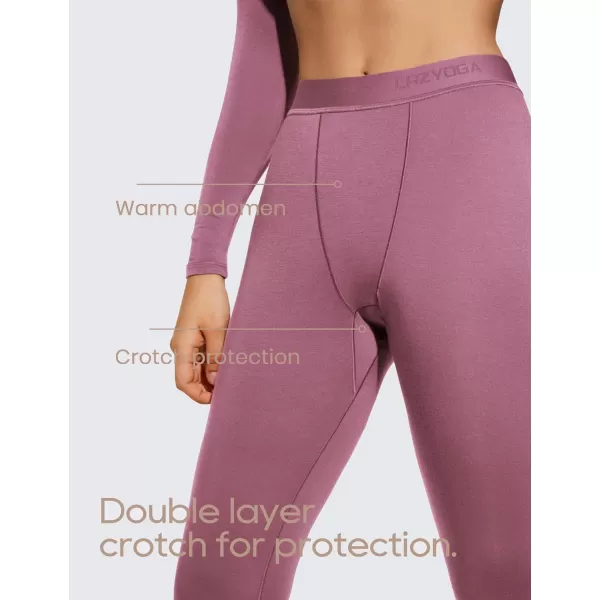 CRZ YOGA Soft Thermal Underwear Sets for Women Lightweight Long Johns Base Layer Pajamas Warm Top BottomVelvet Dust