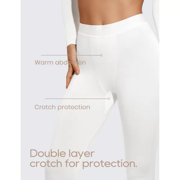 CRZ YOGA Soft Thermal Underwear Sets for Women Lightweight Long Johns Base Layer Pajamas Warm Top BottomWhite 4