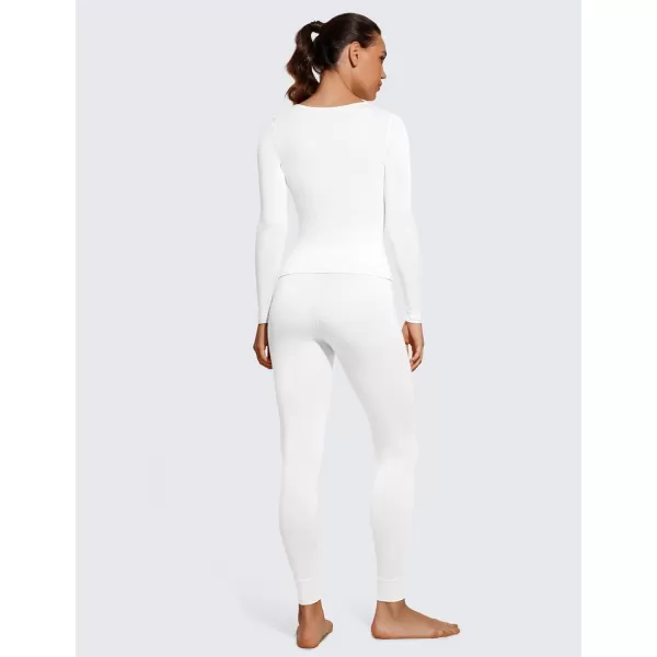 CRZ YOGA Soft Thermal Underwear Sets for Women Lightweight Long Johns Base Layer Pajamas Warm Top BottomWhite 4