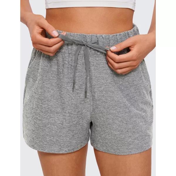 CRZ YOGA Soft Womens Sweat Shorts  3 High Waisted Casual Lounge Shorts Workout Jersey Shorts Comfy Summer with PocketsPlatinum Heather