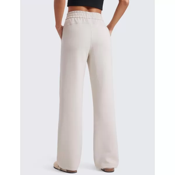 CRZ YOGA Softness Wide Leg Sweatpants Women Modal High Waisted Lounge Travel Casual Sweat Pants with Pockets DrawstringMilky White Bone