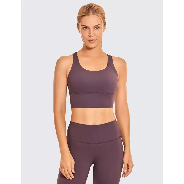 CRZ YOGA Strappy Longline Sports Bras for Women  Wirefree Padded Criss Cross Yoga Bras Cropped Tank TopsArctic Plum