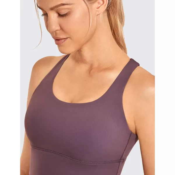 CRZ YOGA Strappy Longline Sports Bras for Women  Wirefree Padded Criss Cross Yoga Bras Cropped Tank TopsArctic Plum