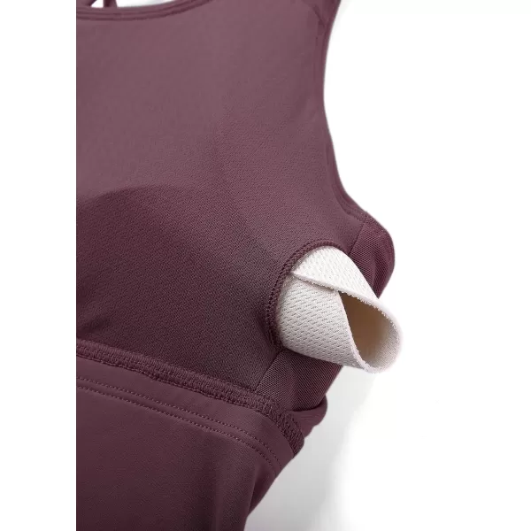 CRZ YOGA Strappy Longline Sports Bras for Women  Wirefree Padded Criss Cross Yoga Bras Cropped Tank TopsArctic Plum