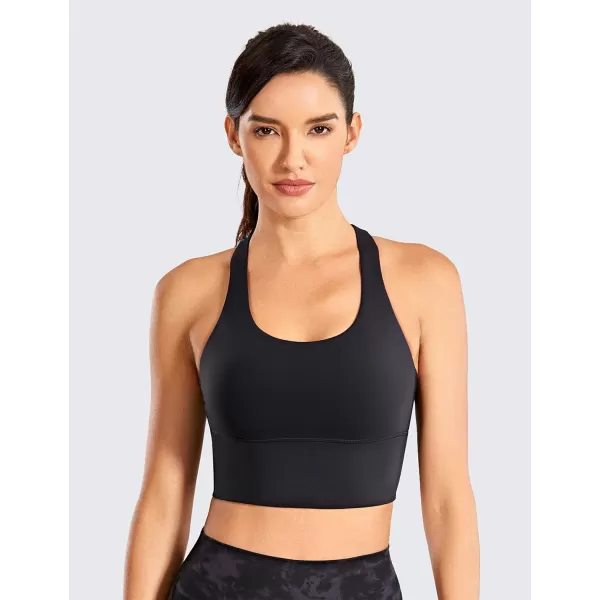 CRZ YOGA Strappy Longline Sports Bras for Women  Wirefree Padded Criss Cross Yoga Bras Cropped Tank TopsBlack