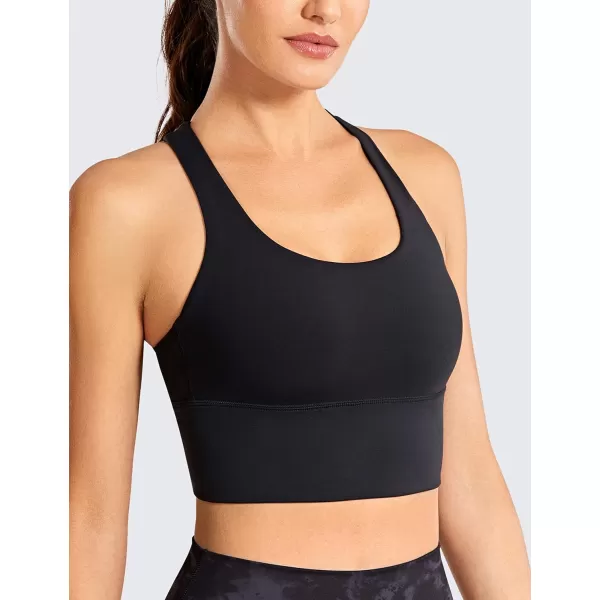 CRZ YOGA Strappy Longline Sports Bras for Women  Wirefree Padded Criss Cross Yoga Bras Cropped Tank TopsBlack