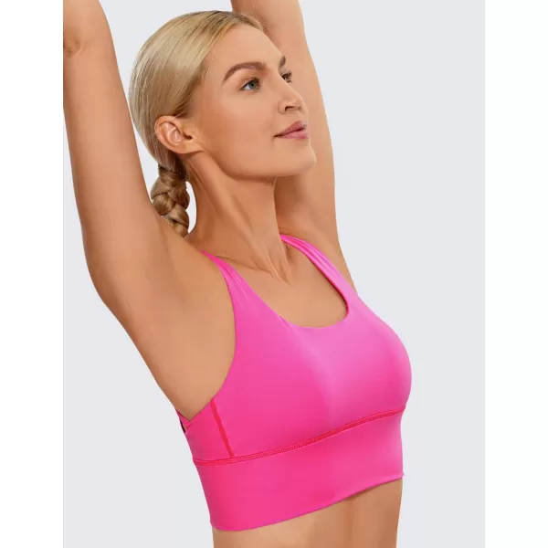 CRZ YOGA Strappy Longline Sports Bras for Women  Wirefree Padded Criss Cross Yoga Bras Cropped Tank TopsHibiscus Purple