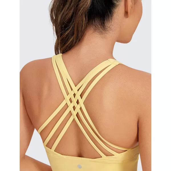 CRZ YOGA Strappy Longline Sports Bras for Women  Wirefree Padded Criss Cross Yoga Bras Cropped Tank TopsLemon Vibe