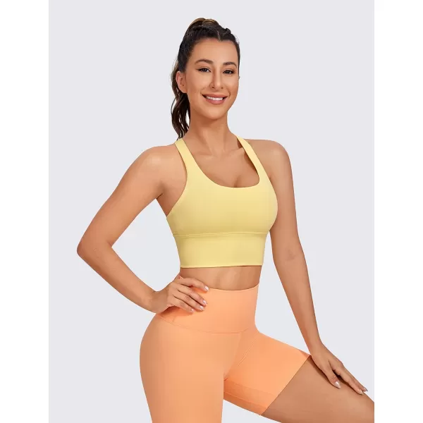 CRZ YOGA Strappy Longline Sports Bras for Women  Wirefree Padded Criss Cross Yoga Bras Cropped Tank TopsLemon Vibe