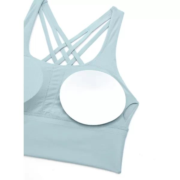 CRZ YOGA Strappy Longline Sports Bras for Women  Wirefree Padded Criss Cross Yoga Bras Cropped Tank TopsLight Grayish Blue