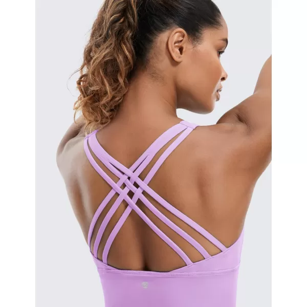 CRZ YOGA Strappy Longline Sports Bras for Women  Wirefree Padded Criss Cross Yoga Bras Cropped Tank TopsLilac