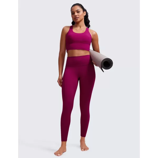 CRZ YOGA Strappy Longline Sports Bras for Women  Wirefree Padded Criss Cross Yoga Bras Cropped Tank TopsMagenta Purple