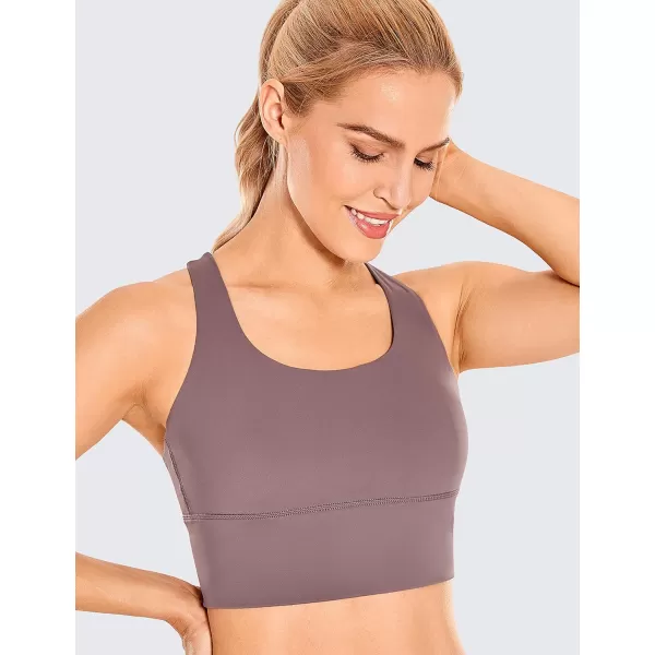 CRZ YOGA Strappy Longline Sports Bras for Women  Wirefree Padded Criss Cross Yoga Bras Cropped Tank TopsMauve