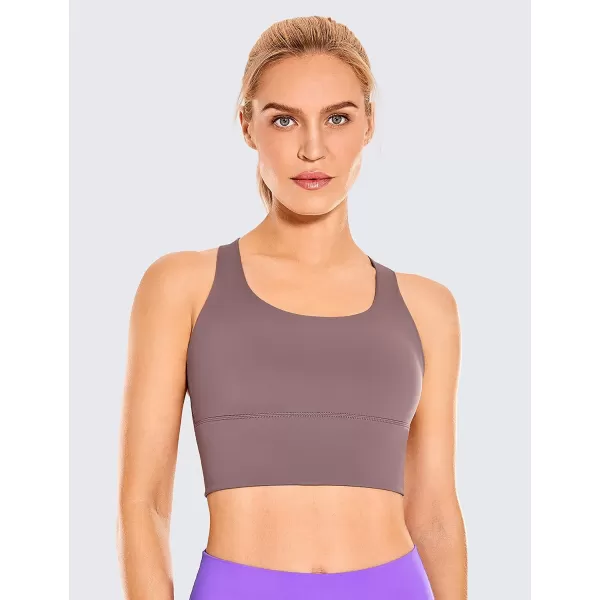 CRZ YOGA Strappy Longline Sports Bras for Women  Wirefree Padded Criss Cross Yoga Bras Cropped Tank TopsMauve