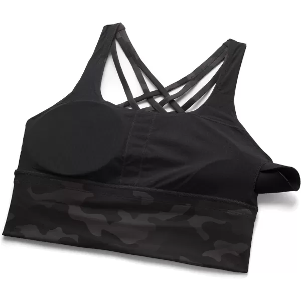 CRZ YOGA Strappy Longline Sports Bras for Women  Wirefree Padded Criss Cross Yoga Bras Cropped Tank TopsOlive Camouflage