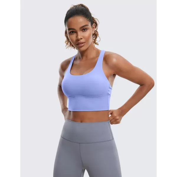 CRZ YOGA Strappy Longline Sports Bras for Women  Wirefree Padded Criss Cross Yoga Bras Cropped Tank TopsPeriwinkle Purple