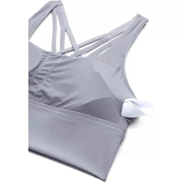 CRZ YOGA Strappy Longline Sports Bras for Women  Wirefree Padded Criss Cross Yoga Bras Cropped Tank TopsSleet