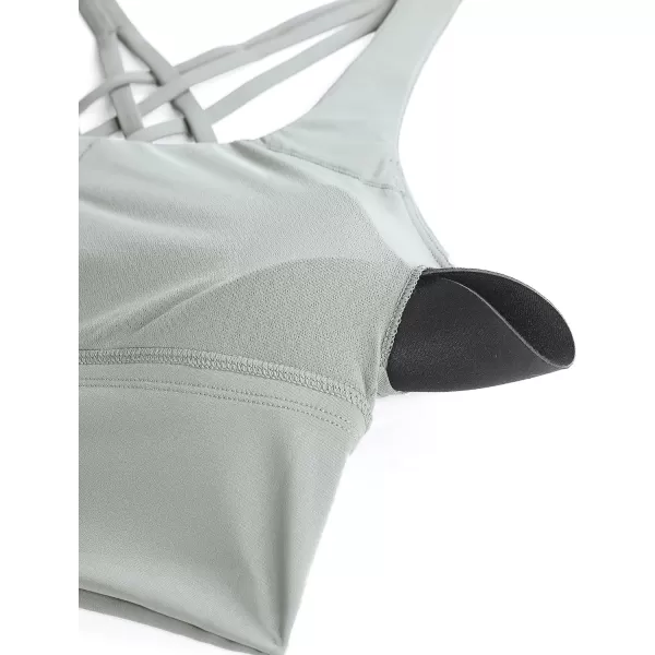 CRZ YOGA Strappy Longline Sports Bras for Women  Wirefree Padded Criss Cross Yoga Bras Cropped Tank TopsSterling