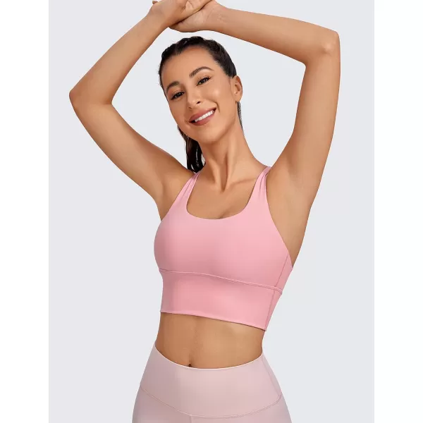 CRZ YOGA Strappy Longline Sports Bras for Women  Wirefree Padded Criss Cross Yoga Bras Cropped Tank TopsThe Heartbeat Powder