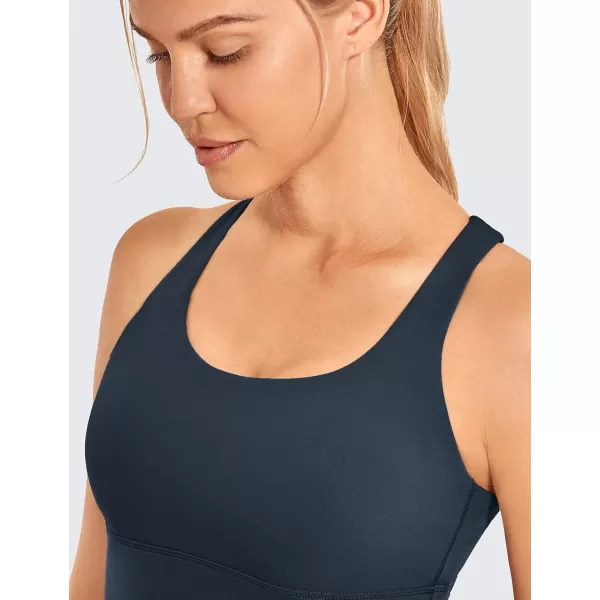 CRZ YOGA Strappy Longline Sports Bras for Women  Wirefree Padded Criss Cross Yoga Bras Cropped Tank TopsTrue Navy