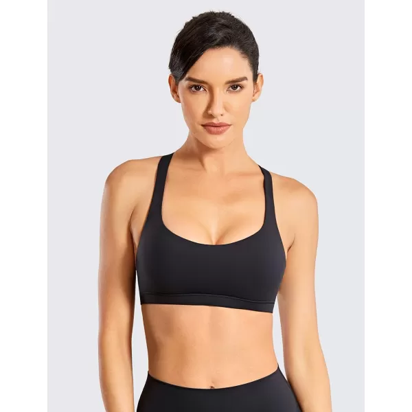 CRZ YOGA Strappy Sports Bras for Women  Criss Cross Back Sexy Wireless Padded Yoga Bra Cute WorkoutA01black