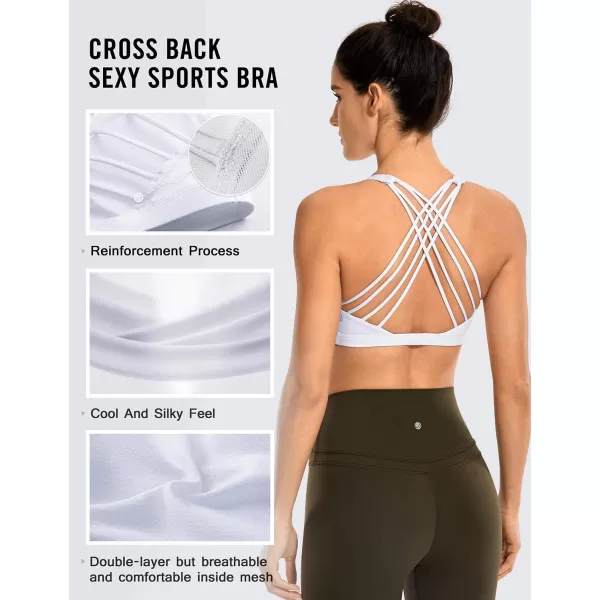 CRZ YOGA Strappy Sports Bras for Women  Criss Cross Back Sexy Wireless Padded Yoga Bra Cute WorkoutA02white