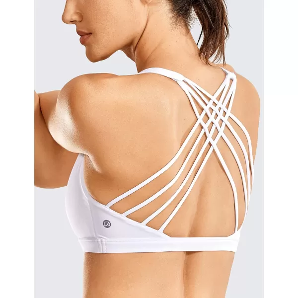 CRZ YOGA Strappy Sports Bras for Women  Criss Cross Back Sexy Wireless Padded Yoga Bra Cute WorkoutA02white