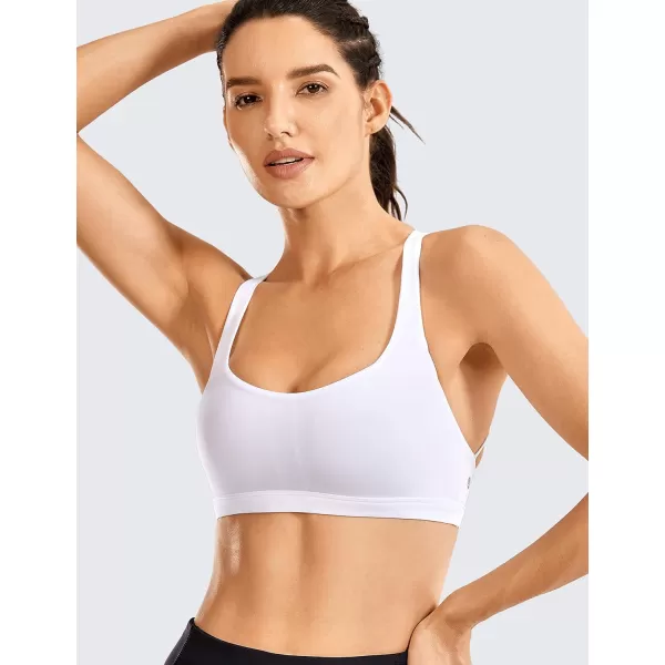 CRZ YOGA Strappy Sports Bras for Women  Criss Cross Back Sexy Wireless Padded Yoga Bra Cute WorkoutA02white