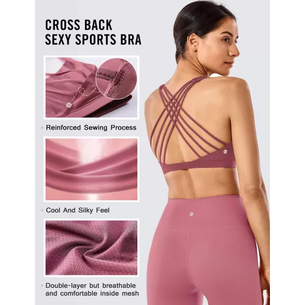 CRZ YOGA Strappy Sports Bras for Women  Criss Cross Back Sexy Wireless Padded Yoga Bra Cute WorkoutA03misty Merlot