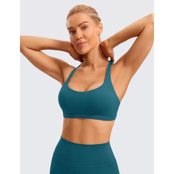 CRZ YOGA Strappy Sports Bras for Women  Criss Cross Back Sexy Wireless Padded Yoga Bra Cute WorkoutBorealis Green