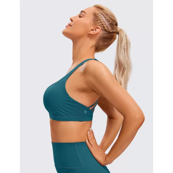 CRZ YOGA Strappy Sports Bras for Women  Criss Cross Back Sexy Wireless Padded Yoga Bra Cute WorkoutBorealis Green