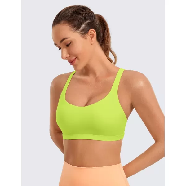 CRZ YOGA Strappy Sports Bras for Women  Criss Cross Back Sexy Wireless Padded Yoga Bra Cute WorkoutChartreuse